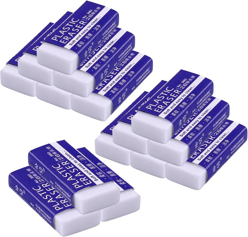 RANBOS White Erasers, Artist Eraser for Drawing Art Sketching, Pencil Erasers for Kids Bulk Students School Supplies Office (15) - Image 1